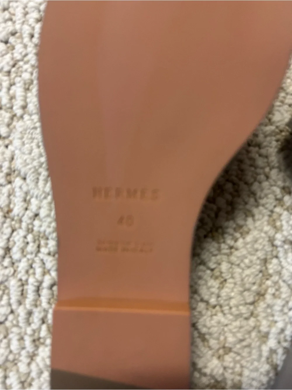 Hermes Taupe H‑Cut Leather Slide Sandals